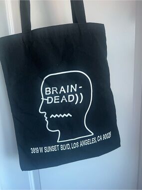 Brain Dead Black Tote with White Head Graphic